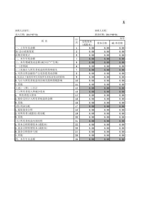 所有者权益变动表企业会计准则2013版会计报表