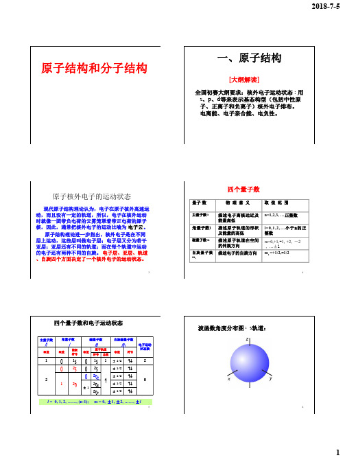 一、原子结构、分子结构