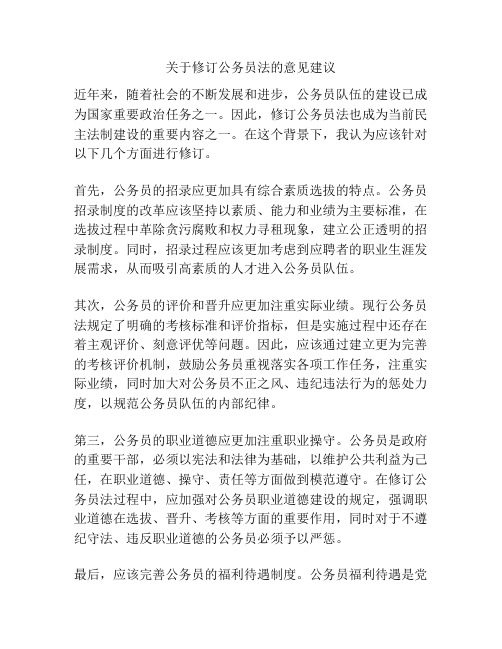 关于修订公务员法的意见建议