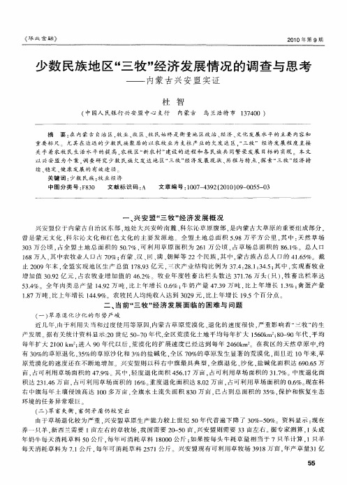 少数民族地区“三牧”经济发展情况的调查与思考——内蒙古兴安盟实证