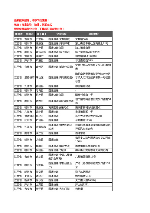 新版江西省圆通快递企业公司商家户名录单联系方式地址大全601家