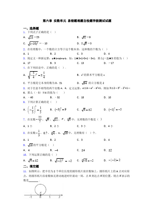 第六章 实数单元 易错题难题自检题学能测试试题