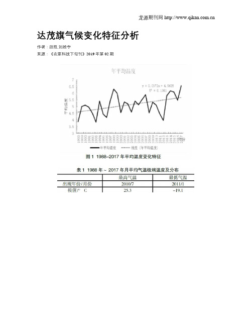 达茂旗气候变化特征分析