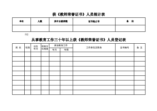 从事教育工作三十年登记表