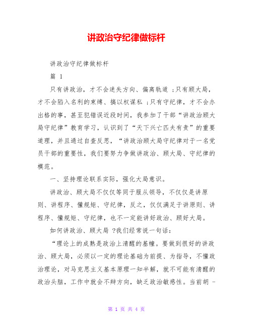 讲政治守纪律做标杆