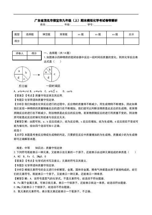 广东省茂名市信宜市九年级(上)期末模拟化学考试卷带解析.doc