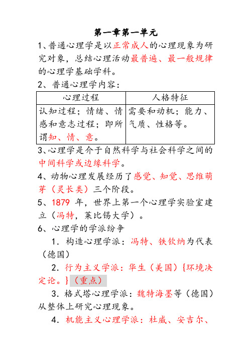 普通心理学笔记概要