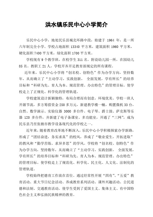 洪水镇乐民中心小学简介