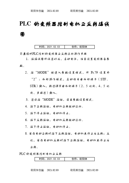 PLC的变频器控制电机正反转接线图之欧阳体创编