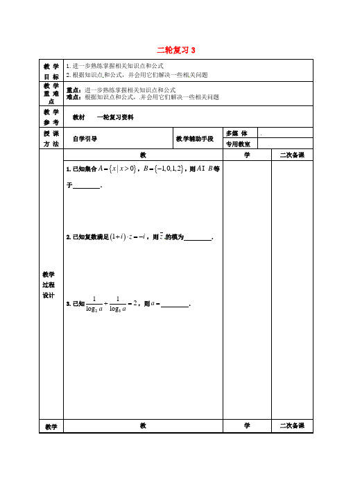 江苏省徐州市2020届高考数学二轮复习学案3(无答案)