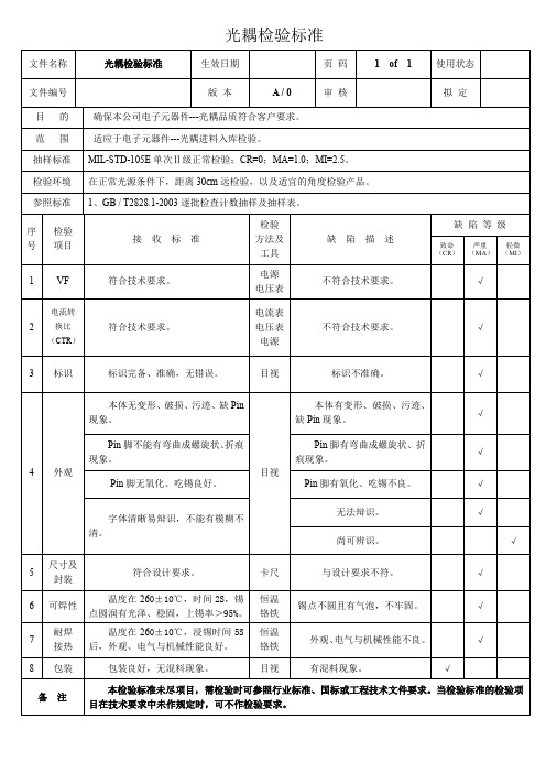 光耦检验标准