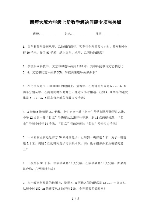 西师大版六年级上册数学解决问题专项完美版