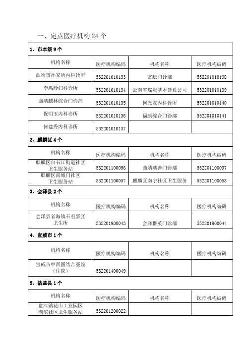 定点医疗机构24个