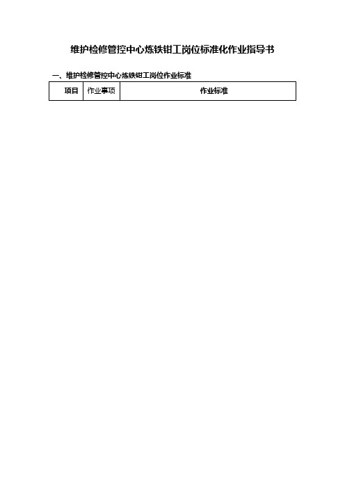 维护检修管控中心炼铁钳工岗位标准化作业指导书