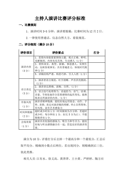 主持人比赛评分标准