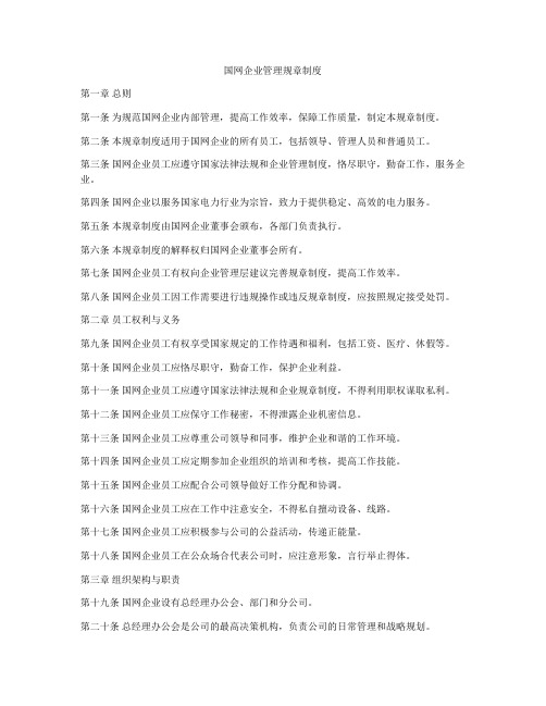 国网企业管理规章制度