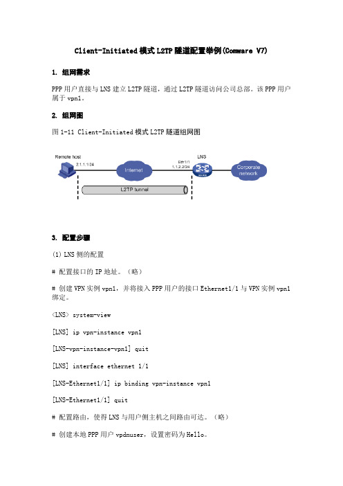 Client-Initiated模式L2TP隧道配置举例(Comware V7)