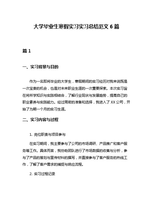 大学毕业生寒假实习实习总结范文6篇