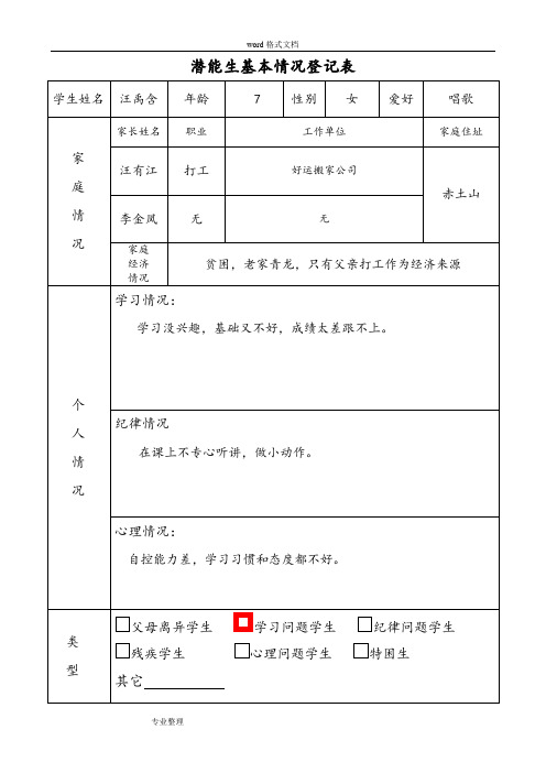 1.3潜能生转化档案