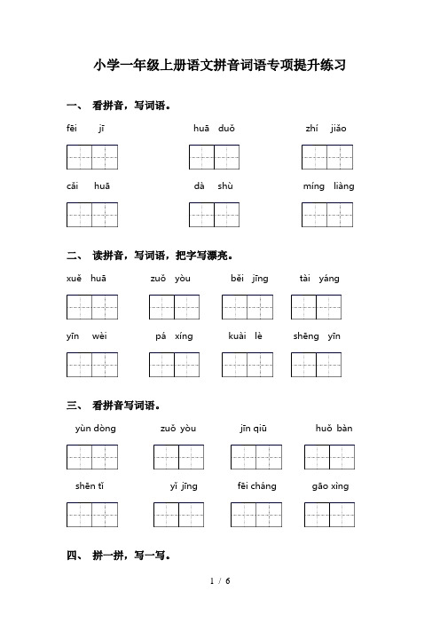 小学一年级上册语文拼音词语专项提升练习