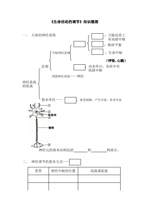 《生命活动的调节》知识梳理