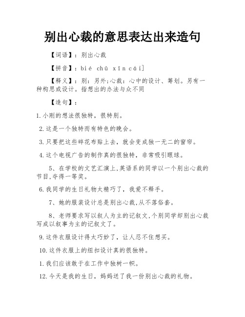 别出心裁的意思表达出来造句