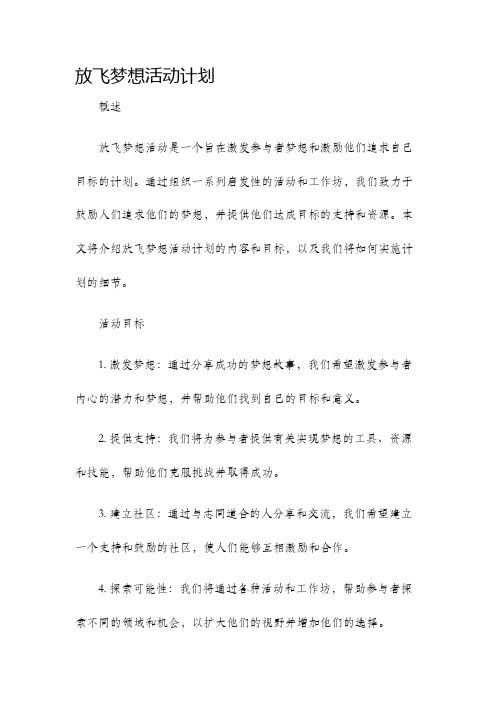 放飞梦想活动计划