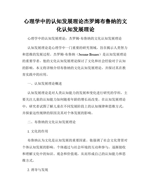 心理学中的认知发展理论杰罗姆布鲁纳的文化认知发展理论