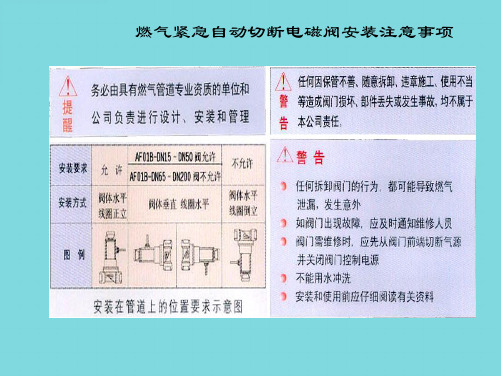 燃气紧急自动切断电磁阀安装注意事项(分析“阀门”文档)共6张PPT