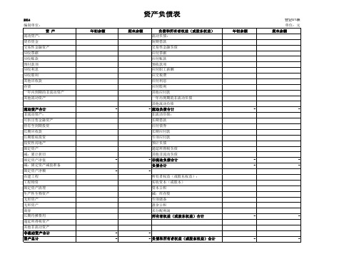 最新最全资产负债表