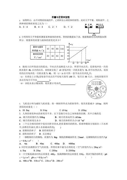 (完整版)质量与密度典型题易错题难题(可编辑修改word版)