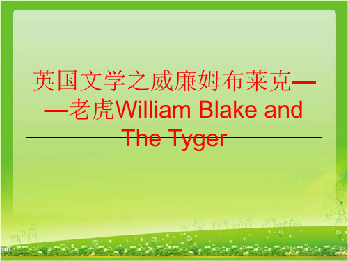 【精品】英国文学之威廉姆布莱克——老虎William Blake and The Tyger精品课件