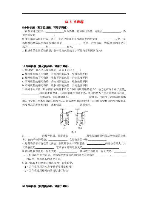 九年级物理全册 13.3 比热容习题1 (新版)新人教版