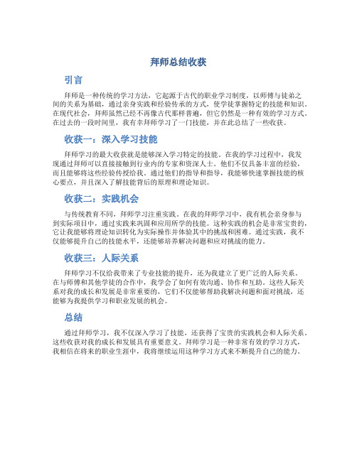 拜师总结收获