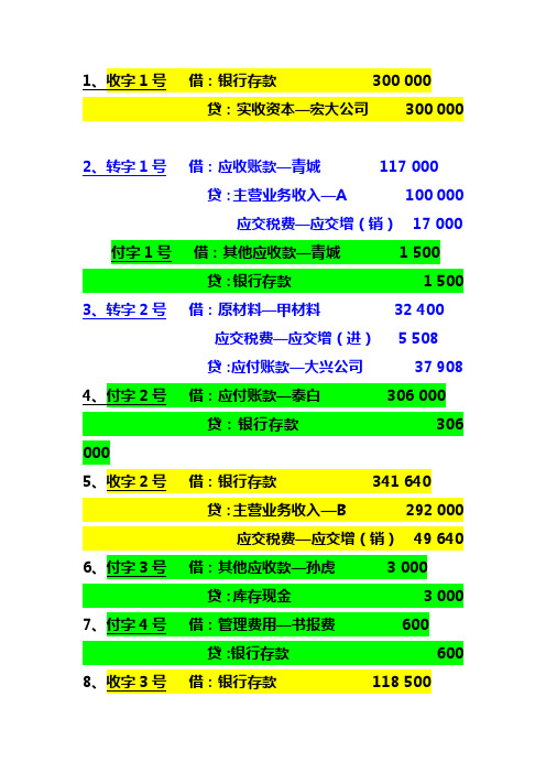 6-4 记账凭证 实训 答案