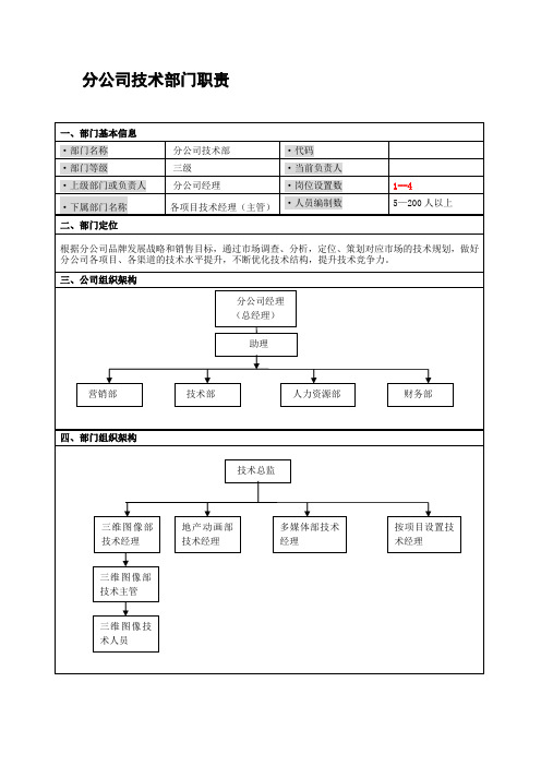 分公司技术部门职责