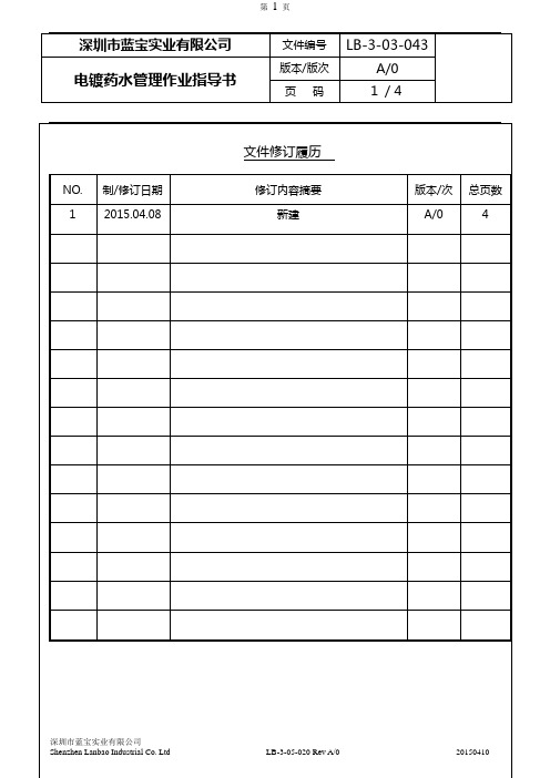 电镀药水管理