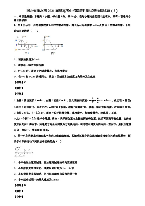 河北省衡水市2021届新高考中招适应性测试卷物理试题(2)含解析