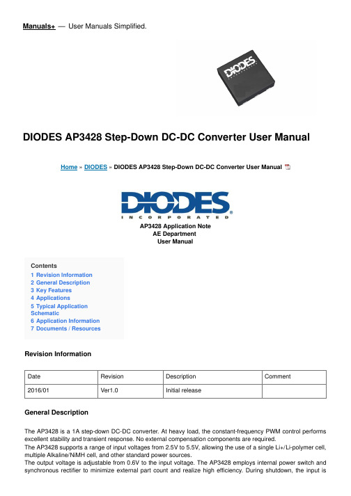 DIODES AP3428 Step-Down DC-DC Converter User Manua