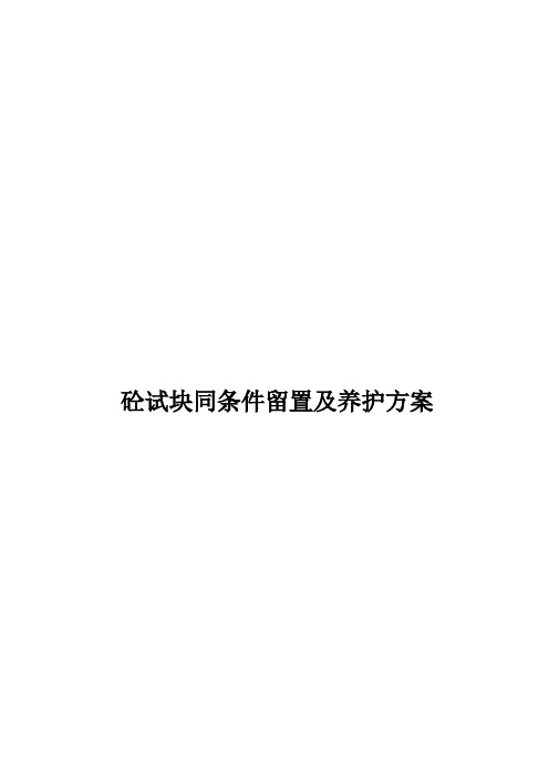 砼试块同条件留置及养护方案