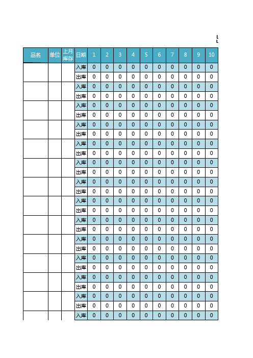 Excel表格模板：出入库登记表(自动计算)