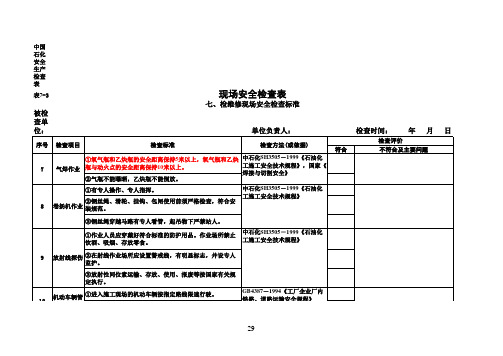 中石化安全检查标准