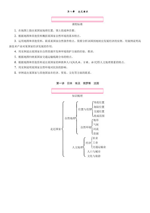 第8章第1讲日本埃及俄罗斯法国讲义-中考复习七年级下册(遵义版)