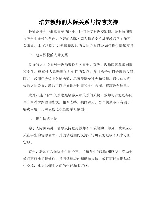 培养教师的人际关系与情感支持