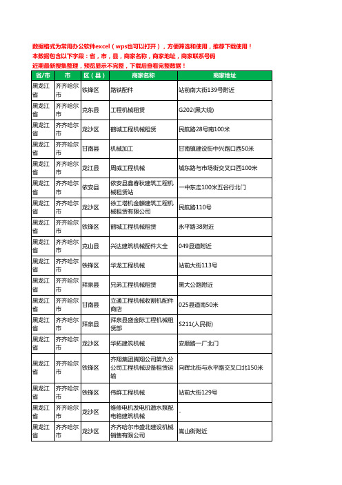 2020新版黑龙江省齐齐哈尔市建筑机械工商企业公司商家名录名单联系电话号码地址大全58家