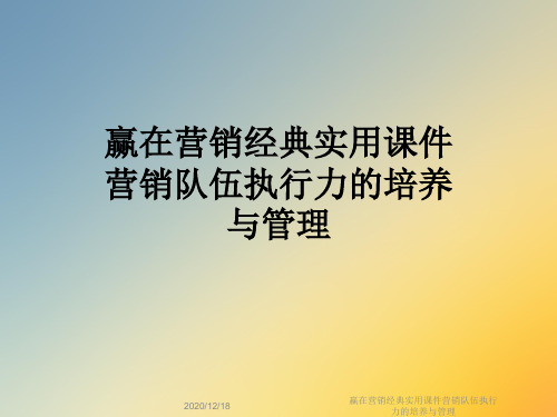 赢在营销经典实用课件营销队伍执行力的培养与管理