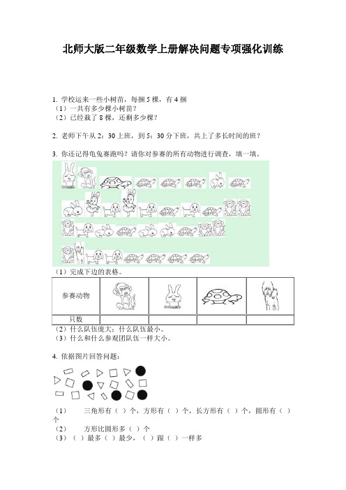 北师大版二年级数学上册解决问题专项强化训练