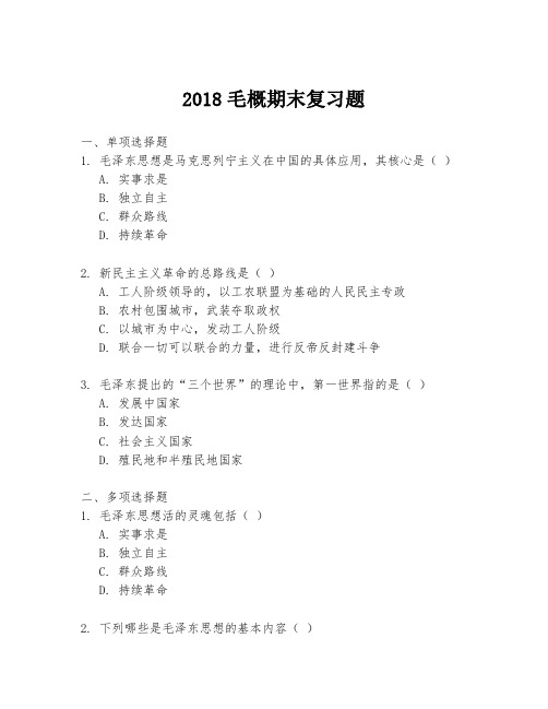 2018毛概期末复习题