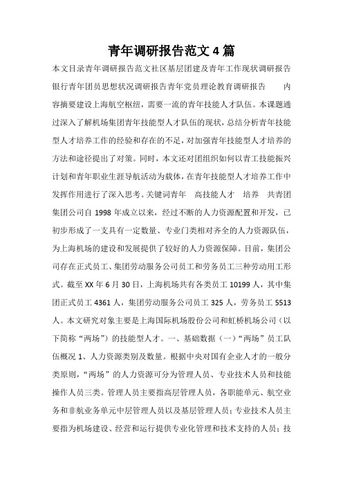 青年调研报告范文4篇