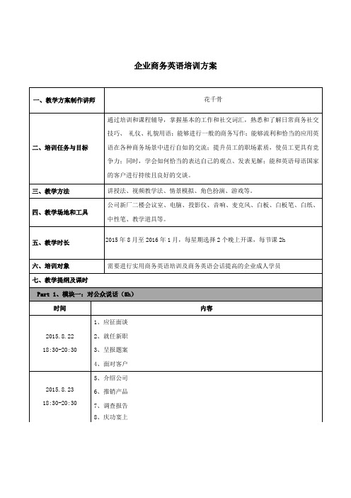 企业商务英语培训方案